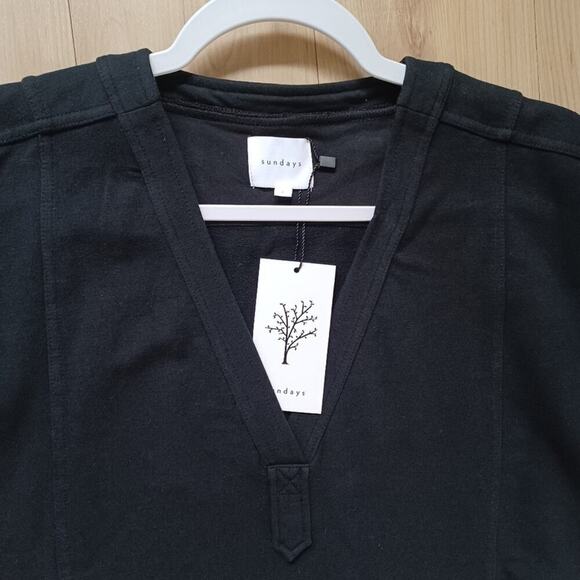 Anthropologie SUNDAYS Black V-Neck Mini T-Shirt Dress 2 NWT - Picture 4 of 8